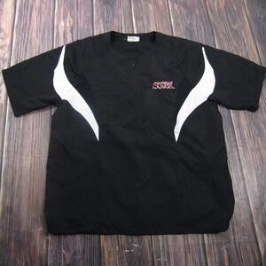 Teamwork Jacket Mens L Black Short Sleeve 1/4 Zip Windbreaker Baseball Pullover